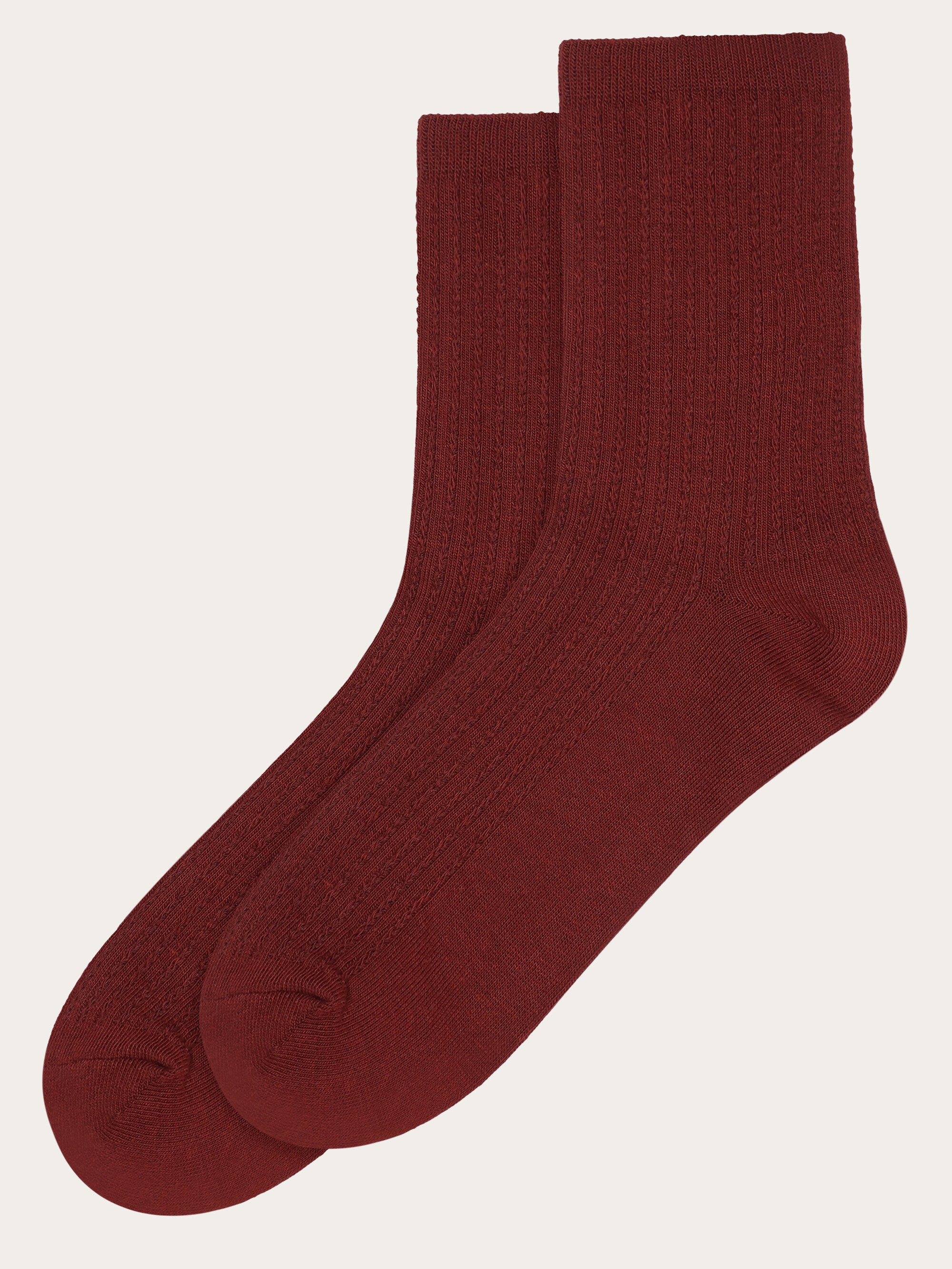 KnowledgeCotton Apparel - WMN 1-pack Cable structure socks - GOTS/Vegan Socks 1478 Fired Brick