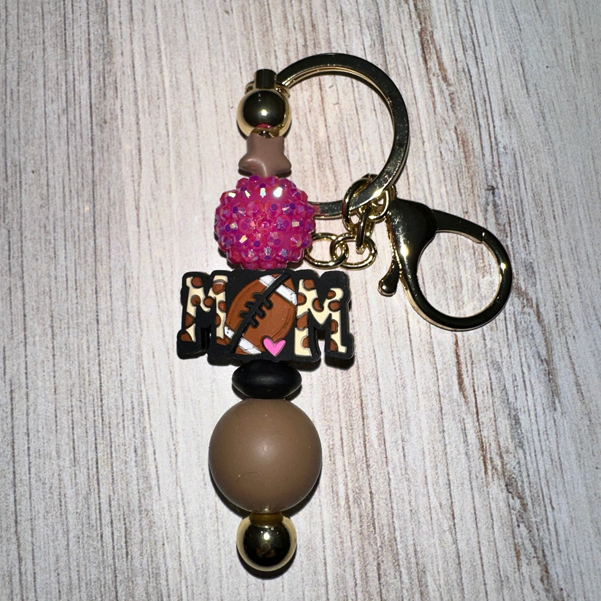 "Football Mom" Beadable Keychain Bar